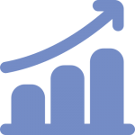 Symbolgrafik mit ansteigendem Balkendiagramm als Zeichen für Wertsteigerung der Immobilie durch Smart Home