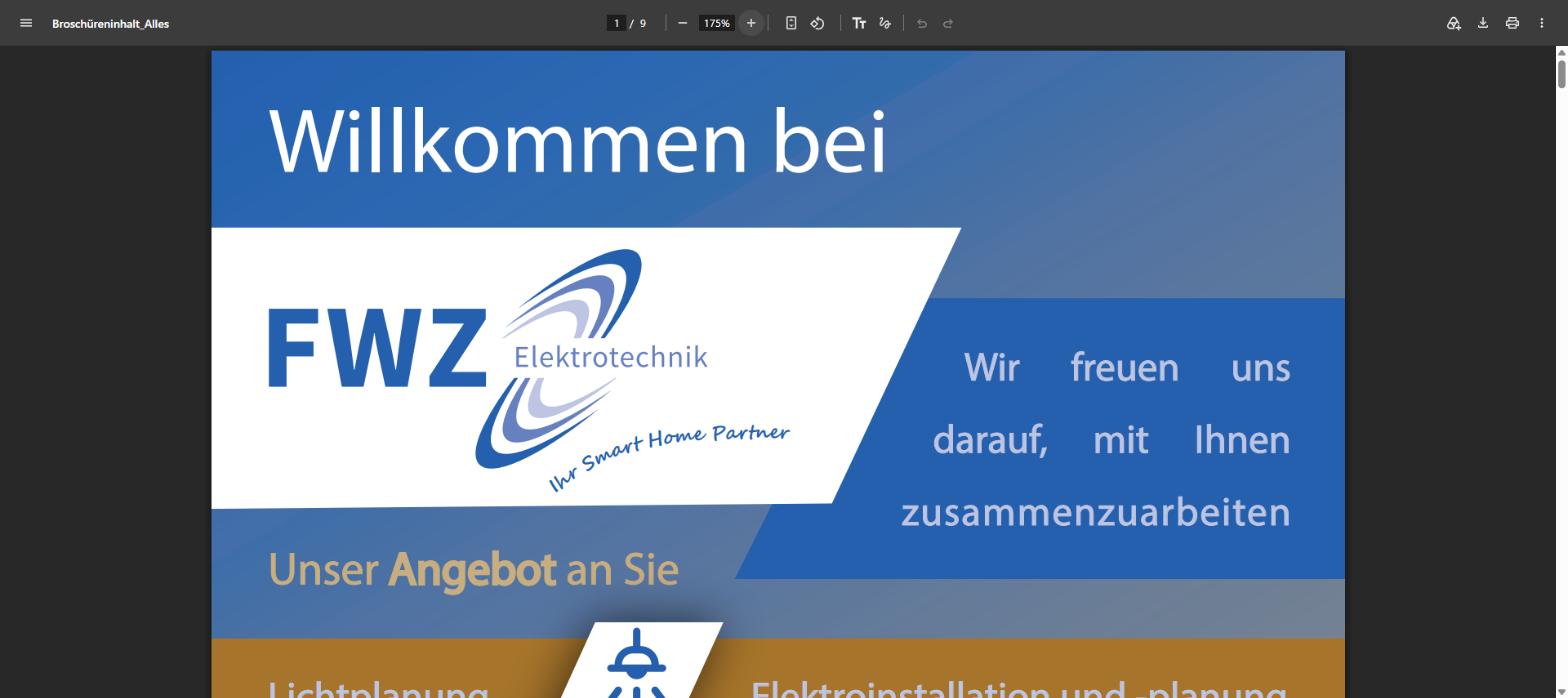 FWZ Elektrotechnik Broschüre Vorschau