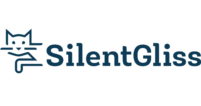 Silent Gliss Logo als Markenkennzeichen für hochwertige elektrische Vorhang- und Beschattungssysteme.